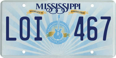 MS license plate LOI467