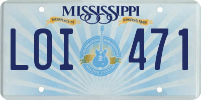 MS license plate LOI471