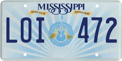 MS license plate LOI472