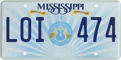 MS license plate LOI474