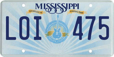 MS license plate LOI475