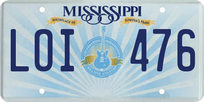 MS license plate LOI476