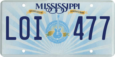 MS license plate LOI477