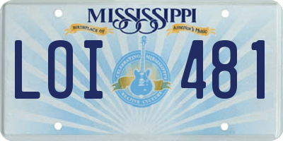 MS license plate LOI481