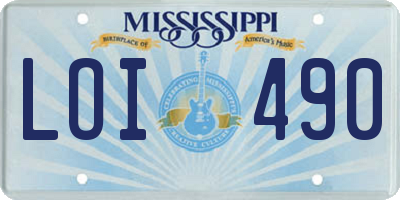 MS license plate LOI490