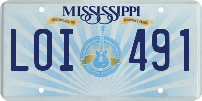 MS license plate LOI491