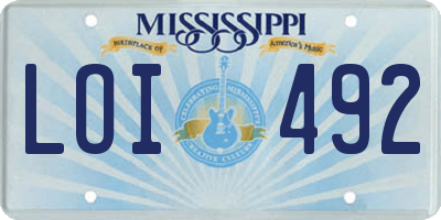 MS license plate LOI492