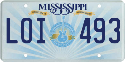 MS license plate LOI493
