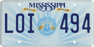 MS license plate LOI494