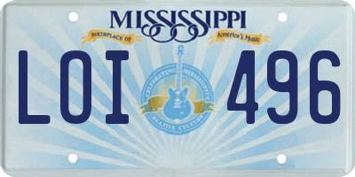 MS license plate LOI496