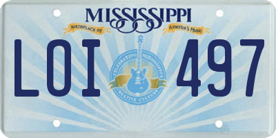 MS license plate LOI497