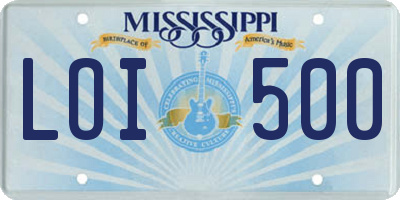 MS license plate LOI500