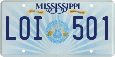 MS license plate LOI501