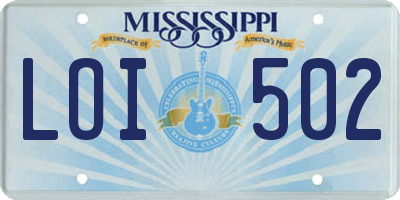 MS license plate LOI502
