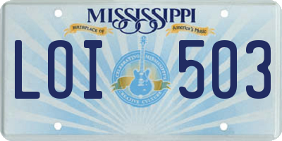 MS license plate LOI503