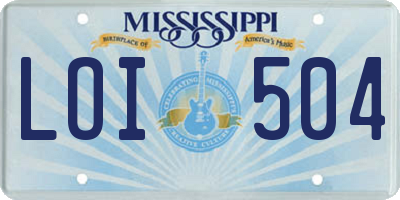 MS license plate LOI504