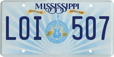 MS license plate LOI507