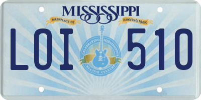 MS license plate LOI510