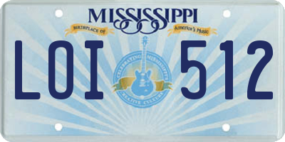 MS license plate LOI512