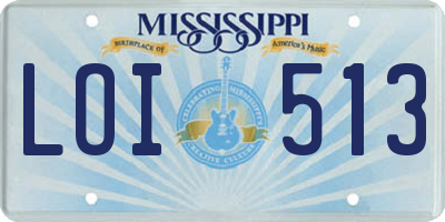MS license plate LOI513