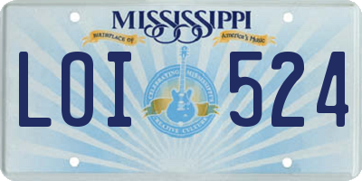 MS license plate LOI524