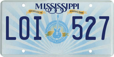 MS license plate LOI527