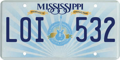 MS license plate LOI532