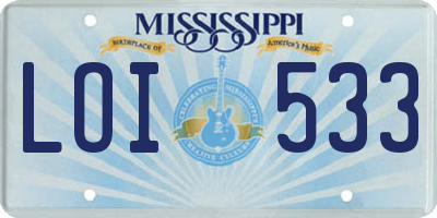 MS license plate LOI533