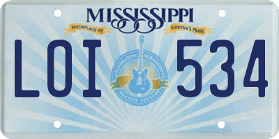 MS license plate LOI534