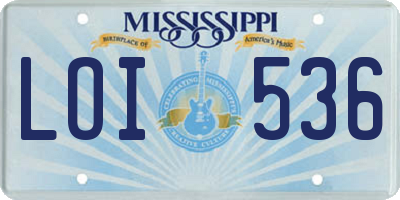 MS license plate LOI536