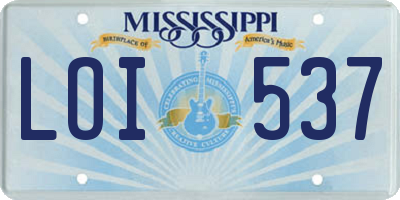 MS license plate LOI537