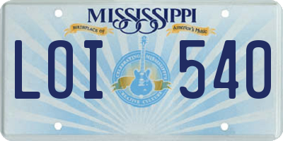 MS license plate LOI540
