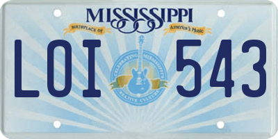 MS license plate LOI543