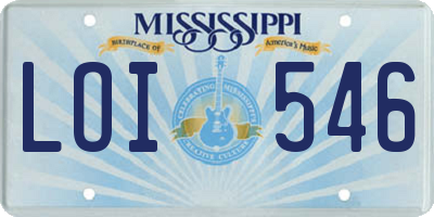 MS license plate LOI546