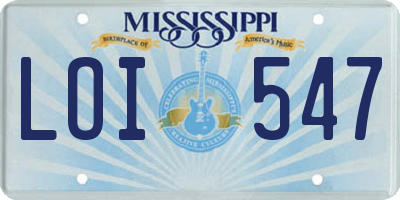MS license plate LOI547