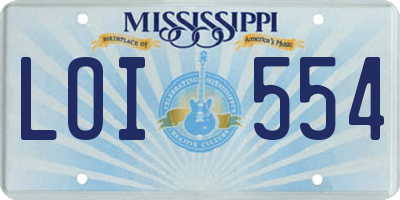 MS license plate LOI554