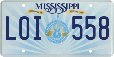 MS license plate LOI558