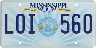 MS license plate LOI560