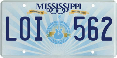 MS license plate LOI562