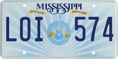 MS license plate LOI574