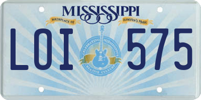 MS license plate LOI575