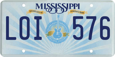 MS license plate LOI576