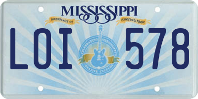 MS license plate LOI578