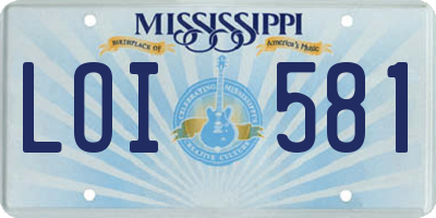 MS license plate LOI581