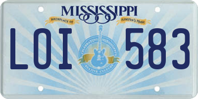 MS license plate LOI583