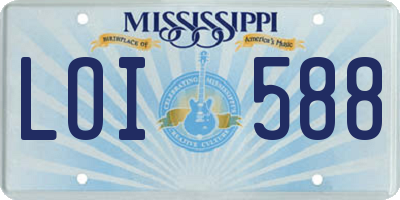 MS license plate LOI588