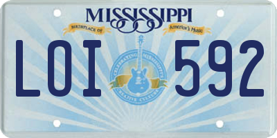 MS license plate LOI592