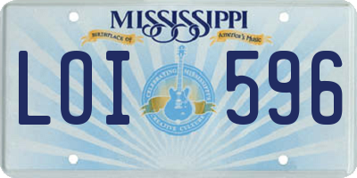 MS license plate LOI596