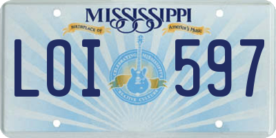 MS license plate LOI597