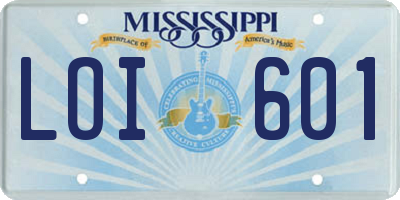 MS license plate LOI601
